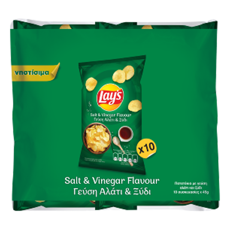 Lay's Salt & Vinegar Flavoured Potato Chips 10 pack