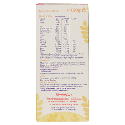 Farley's Rusks Original All Ages 4-6 Months Onwards 150g