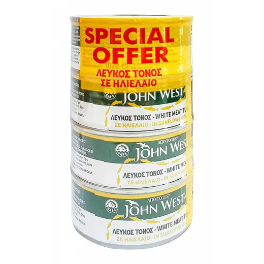 John West White Meat Tuna In Sunflower Oil 4x145gr