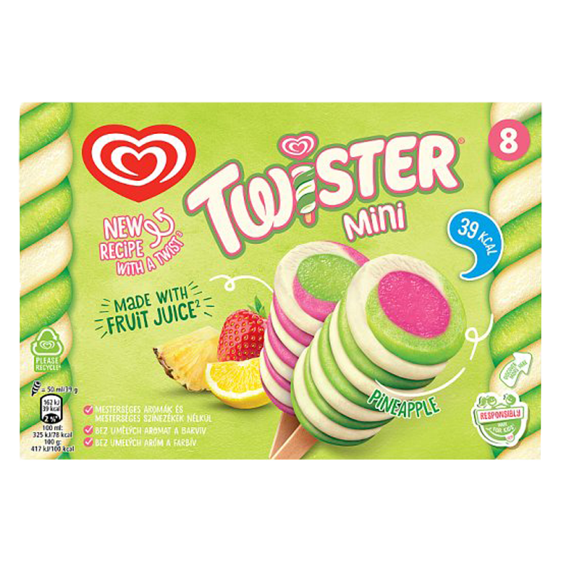 Twister Mini Pineapple Strawberry Lolly 8 x 50 ml