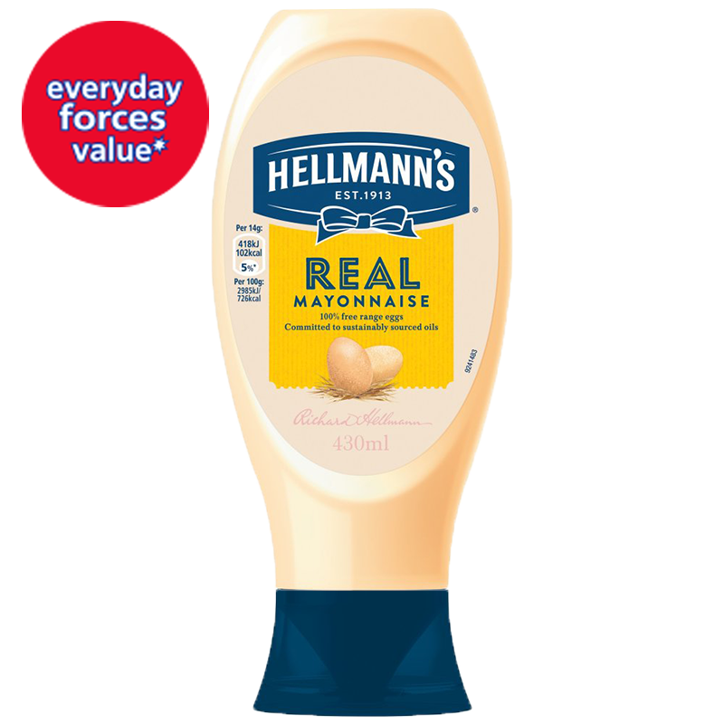 Hellmans Real Mayonaise Squeeze 430ml