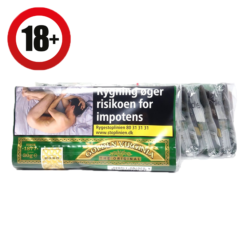 Duty Paid Golden Virginia Tobacco Green 30g - Pack of 10 DP