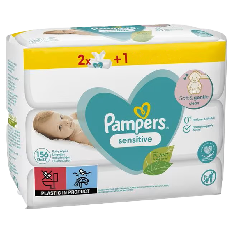 Pampers Wipes Sensitive 2+2 Free