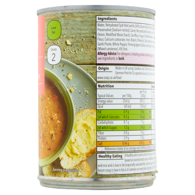 Co-op Lentil & Bacon Soup 400g