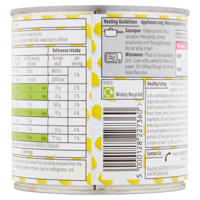Co-op Naturally Sweet Sweetcorn in Water 325g