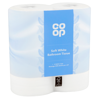 Co-op Soft White Bathroom Tissue 4 Rolls 2-Ply