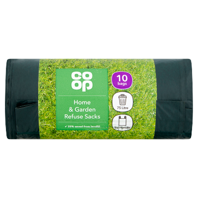 Co-op 10 Home & Garden Refuse Sacks 75 Litre