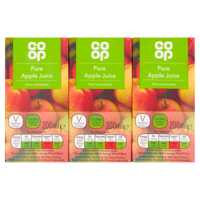 Co-op Pure Apple Juice 200ml - Pack of 3