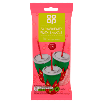 Co-op Strawberry Fizzy Lances 65g