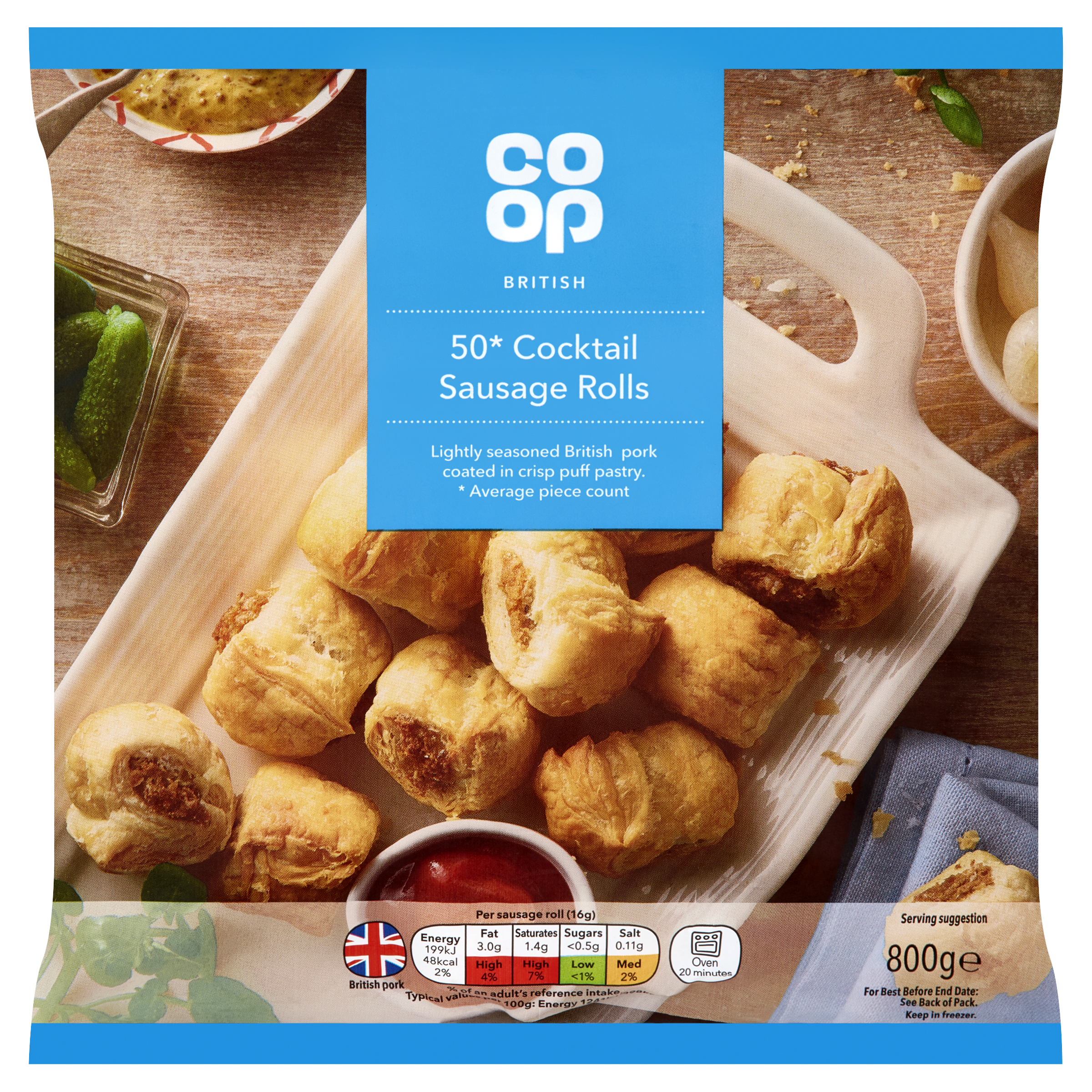 Co-op British 50 Cocktail Sausage Rolls 800g